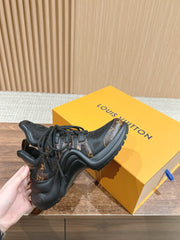 LV ARCHLIGHT SNEAKER IN BLACK CANVAS AND CHOCOLATE BROWN MONOGRAM CALFSKIN