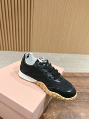RUNNING SNEAKERS IN BLACK LAMBSKIN AND FABRIC ANTI-SLIP RUBBER SOLE