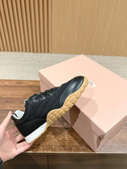 RUNNING SNEAKERS IN BLACK LAMBSKIN AND FABRIC ANTI-SLIP RUBBER SOLE