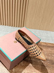 LP POINTED-TOE BALLET FLATS 25S IN LIGHT BROWN LAMBSKIN