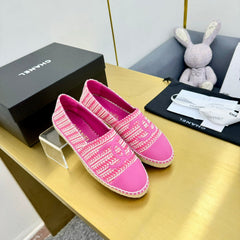 CC ESPADRILLES PLATFORM 25S IN PINK TWEED MIX CALFSKIN