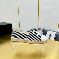 CC SLIP-ON 25S IN BLACK AND WHITE FABRIC WITH STRIPED PATTERN