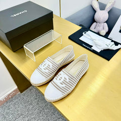 CC SLIP-ON 25S IN BEIGE AND WHITE FABRIC WITH STRIPED PATTERN