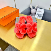 0RAN SHEARLING SANDALS RED PINK