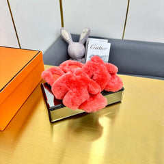 0RAN SHEARLING SANDALS RED PINK