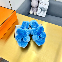 0RAN SHEARLING SANDALS OCEAN BLUE