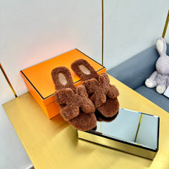 0RAN SHEARLING SANDALS UMBER BROWN