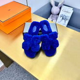 0RAN SHEARLING SANDALS INDIGO BLUE