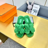 0RAN SHEARLING SANDALS EMERALD GREEN