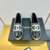CC ESPADRILLES PLATFORM 25S IN BLACK MIX WHITE TWEED