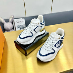 NEO RUN AWAY SNEAKER IN WHITE MIX COBALT BLUE CALFSKIN