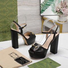 GG Sandales Cuir Noir Black