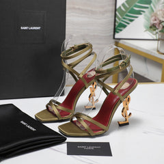 OPYUM SANDALS IN CUBA GOLD SATIN CREPE