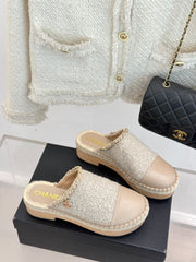 CC MULES 25SS 30 MM IN BEIGE LAMBSKIN MIX WOOL