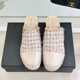 CC MULES 25SS 30 MM IN PASTEL PINK LAMBSKIN MIX TWEED
