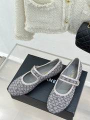 CC FLAT MARY JANE 25SS IN GREY EMBELLISHED WITH RHINESTONES