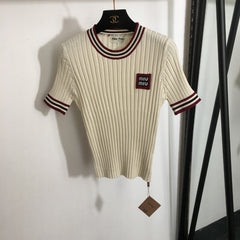 MIUMIU SHORT-SLEEVE KNIT TOP STYLE 296