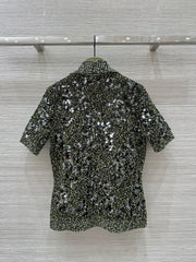 Gucci Knitted Polo Short-sleeved Top Green Wool