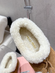 MM SHEARLING SHOES IN BROWN AND WHITE SUEDE