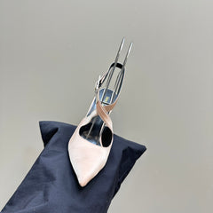 SL CROSS-STRAP SLINGBACK PINK NUDE SATIN