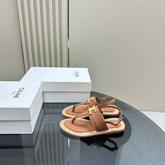 LYMPIA TRIOMPHE THONG IN CALFSKIN TAN