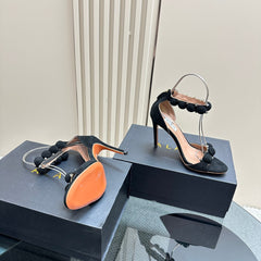 ALAIA HIGH HEEL SANDAL 10 CM IN BLACK SUEDE