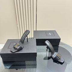 SL BABYLONE SLIDE PUMPS 115 BLACK CALFSKIN