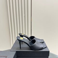 SL GOLDIE MULES BLACK CALFSKIN