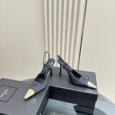 SL JEANNE SLINGBACK PUMPS BLACK SATIN