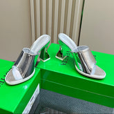 HIGH MULE 95 MM IN SILVER CALFSKIN