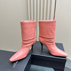 NIKI BOOTIES IN CORAL SHEEPSKIN