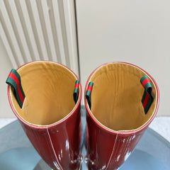 SLIM HORSEBIT KNEE BOOTS WITH WEB IN RED GLOSSY CALFSKIN