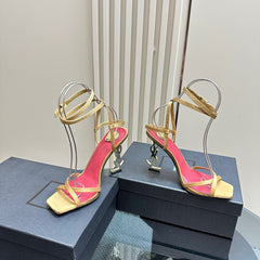 OPYUM HIGH SANDALS IN GOLD SILK