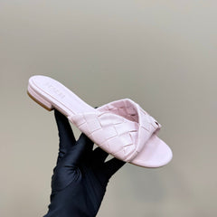BLINK FLAT MULE IN LIGHT PINK INTRECCIATO LEATHER