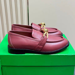 ASTAIRE LOAFER IN BERRY RED CALFSKIN WITH GOLD HARDWARE