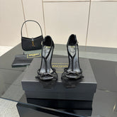 BALMAIN 25S LIPS SANDALS 10 IN BLACK SUEDE