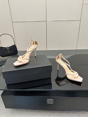 BALMAIN 25S LIPS SANDALS 10 IN BLUSH BEIGE SUEDE