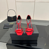 BALMAIN 25S LIPS SANDALS 10 IN CRIMSON RED SUEDE