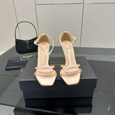 BALMAIN 25S LIPS SANDALS 10 IN BLUSH BEIGE SATIN