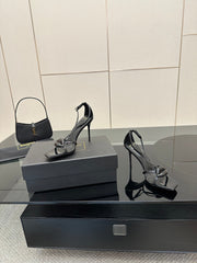 BALMAIN 25S LIPS SANDALS 10 IN BLACK CALFSKIN