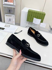 LOAFERS WITH SILVER HARDWARE IN BLACK SUEDE