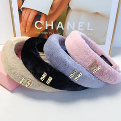 HEAD BAND IN LAVENDER GRAY RABBIT FUR