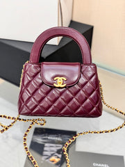 CHANEL 25S KELLY 19 CM IN WINE RED LAMBSKIN WITH GOLD HARDWARE