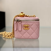 CHANEL 25S MINI VANITY BAG 11 CM IN LIGHT PINK LAMBSKIN WITH GOLD HARDWARE