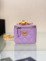 CHANEL 25S MINI VANITY BAG 11 CM IN PURPLE LAMBSKIN WITH GOLD HARDWARE