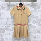 GUCCI 25S SHORT-SLEEVE DRESS IN TWILL SILK 264665