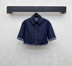 ZIMMERMAN 25S SHORT SLEEVE DENIM SHIRT 264724