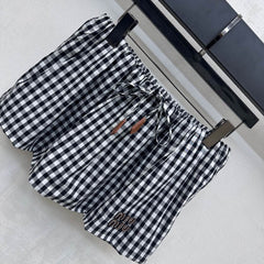 MIU 25S PLAID MINI SKIRT WITH DRAWSTRING 264707