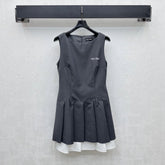 MIU 25S PLEATED VEST DRESS IN ACETATE 264605