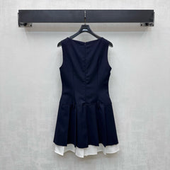 MIU 25S PLEATED VEST DRESS IN ACETATE 264603